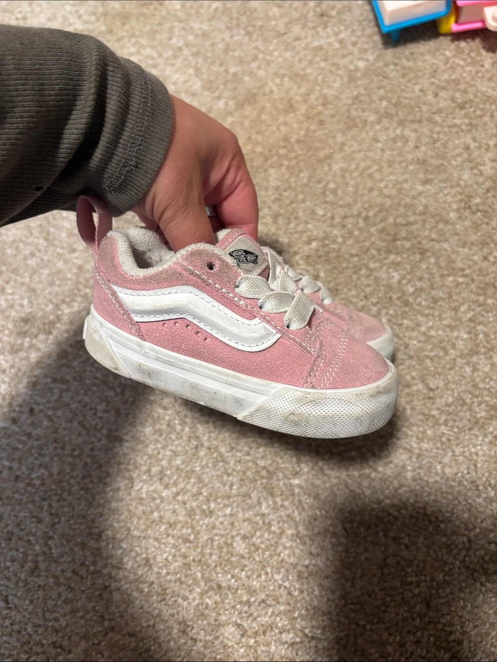 Vans Kids Old Skool Pink and White Suede Sneakers